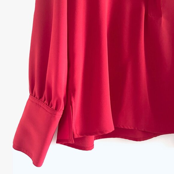 Zara Red Flowy Blouse Size Medium - Picture 8 of 10